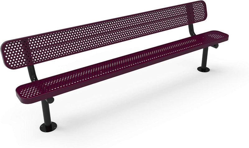 Load image into Gallery viewer, Punched Steel Park Bench with Surface Mount Frame - Coated Outdoor Furniture
