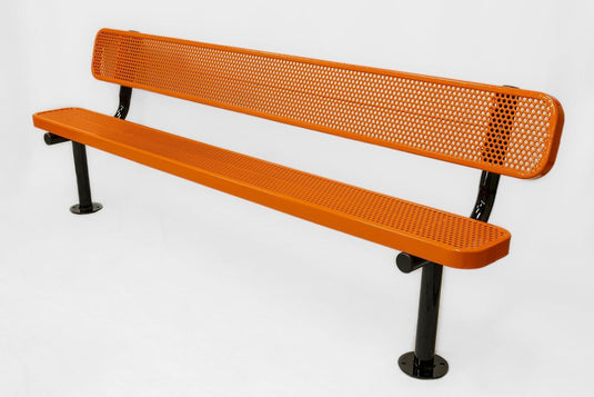 Punched Steel Park Bench with Surface Mount Frame - Coated Outdoor Furniture