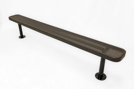 Punched Steel Park Bench with Surface Mount Frame - Coated Outdoor Furniture