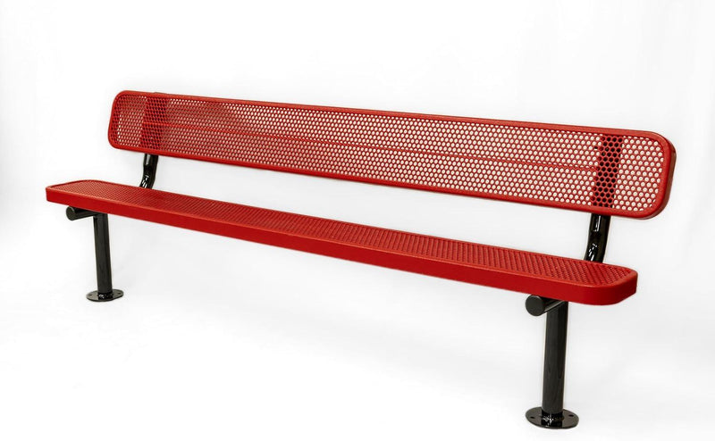 Load image into Gallery viewer, Punched Steel Park Bench with Surface Mount Frame - Coated Outdoor Furniture
