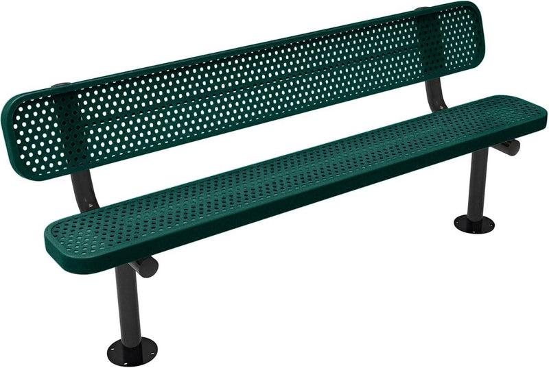 Load image into Gallery viewer, Punched Steel Park Bench with Surface Mount Frame - Coated Outdoor Furniture
