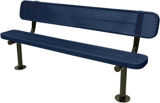 Punched Steel Park Bench with Surface Mount Frame - Coated Outdoor Furniture