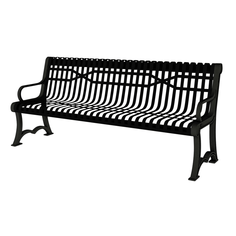 Load image into Gallery viewer, Slatted Steel Garden Bench – Robust and Elegant Outdoor Seating - Coated Outdoor Furniture
