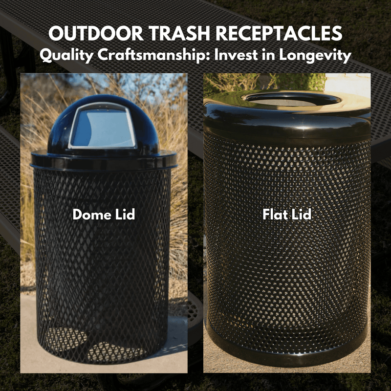 Load image into Gallery viewer, Weatherproof Metal Outdoor Trash Receptacles - Coated Outdoor Furniture
